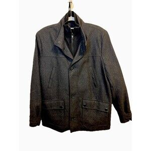 Kenneth Cole New York Wool Men Medium Pea Coat Preppy Minimalist Scandinavian